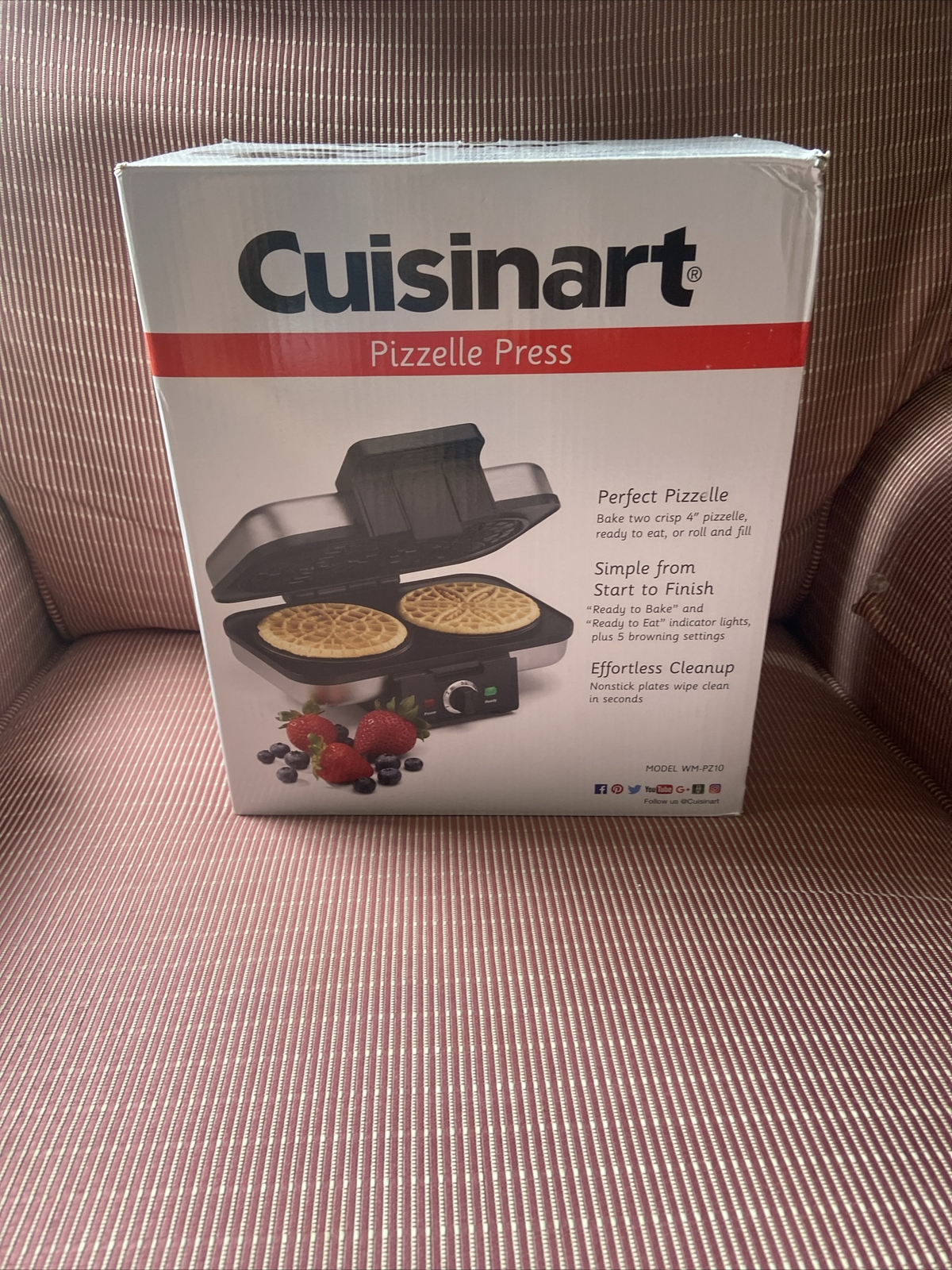Cuisinart Pizzelle Press Maker WMPZ2 Stainless Steel Nonstick PBA free