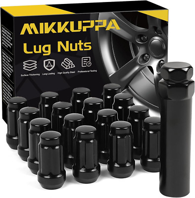 MIKKUPPA 16Pcs M12X1.5 Lug Nuts - Black Spline Drive Lug Nuts - 1.4 Inch Length 