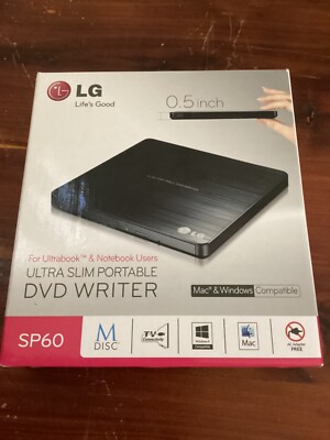 LG Ultra Slim Portable Dvd Writer Model SP60NB50. New Open Box