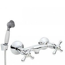Duscharmatur Nostalgie Keramik Griff Retro Duschkopf Zweigriff Wandarmatur