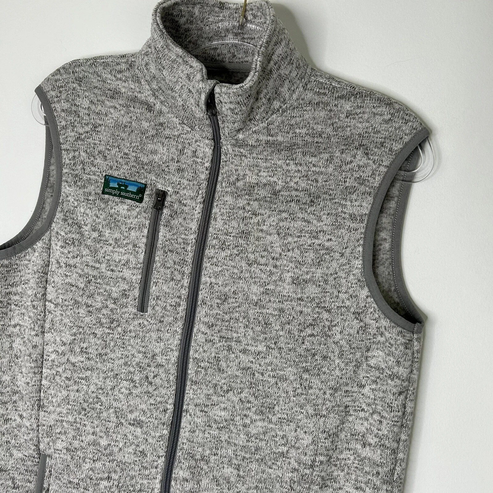 Simply Southern Sweater Knit Vest Men’s Size Small Gray Full Zip image 2