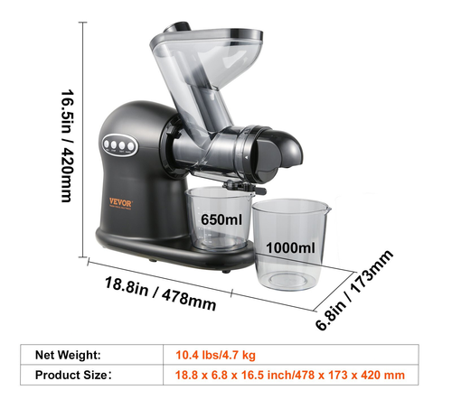 Slow Masticating Entsafter, 2 Geschwindigkeiten Modus Kaltpresse Entsafter Maschine - Bild 2 von 11