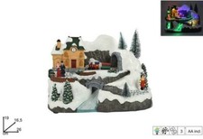 Giostrina di Natale Scenario h.19cm Trenino con luci e suoni Paesaggio di Neve