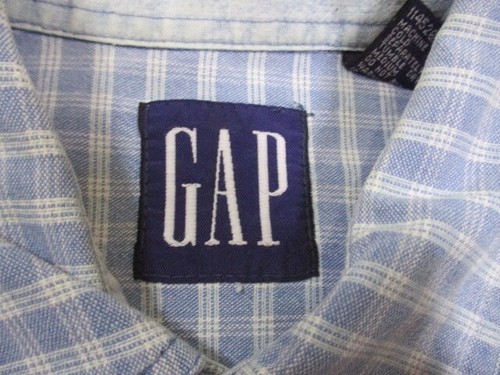 Camisa vintage con botones Gap para hombre pequeña azul a cuadros manga larga adulto - Imagen 5 de 12