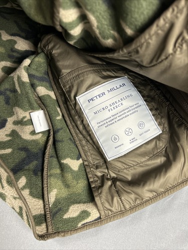 Peter Millar Golf Jacket Crown Micro Shearling Fleece Camo Medium Green $228 - Picture 9 of 11