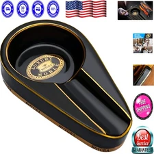 Portable Oval Ceramic Cigar Ashtray with Groove - Perfect for Outdoor Use