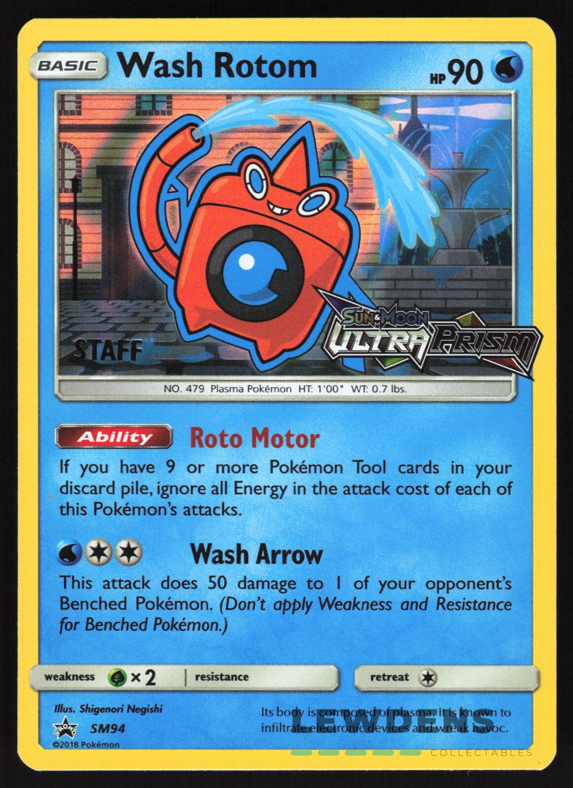 Wash Rotom STAFF - SM94 - Ultra Prism - SM Black Star Promos - Pokemon Card