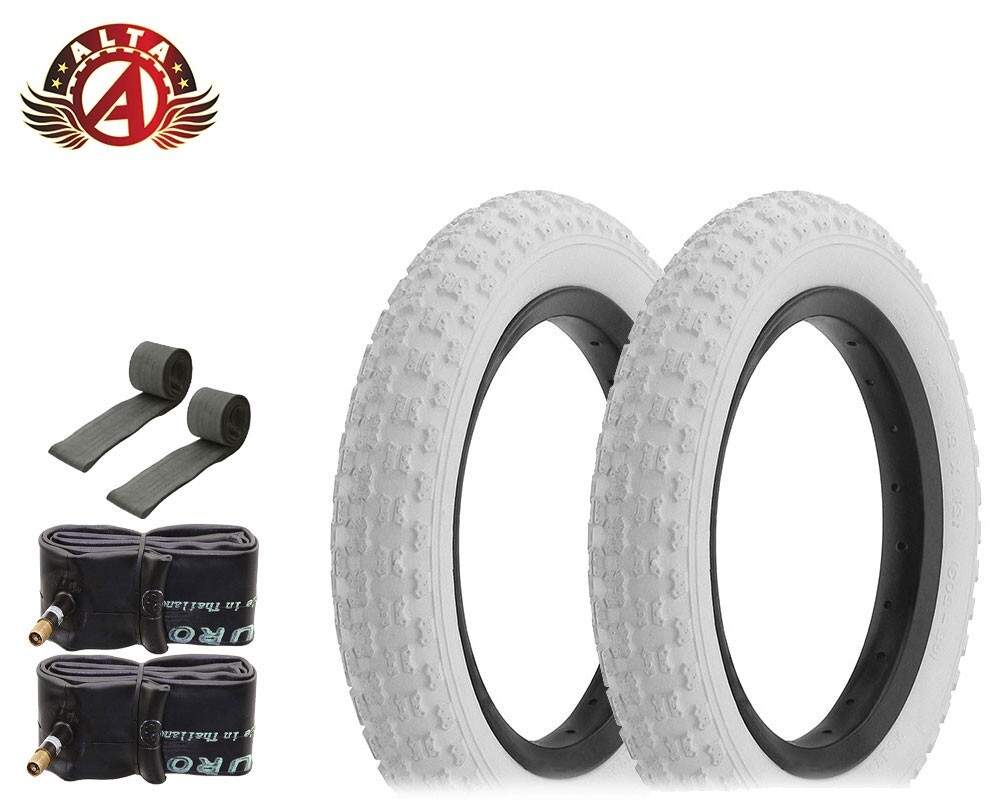 Tire 12" 1/2 X 2 1/4 White Comp Iii (2) Tires, Tubes, Rimstrips.