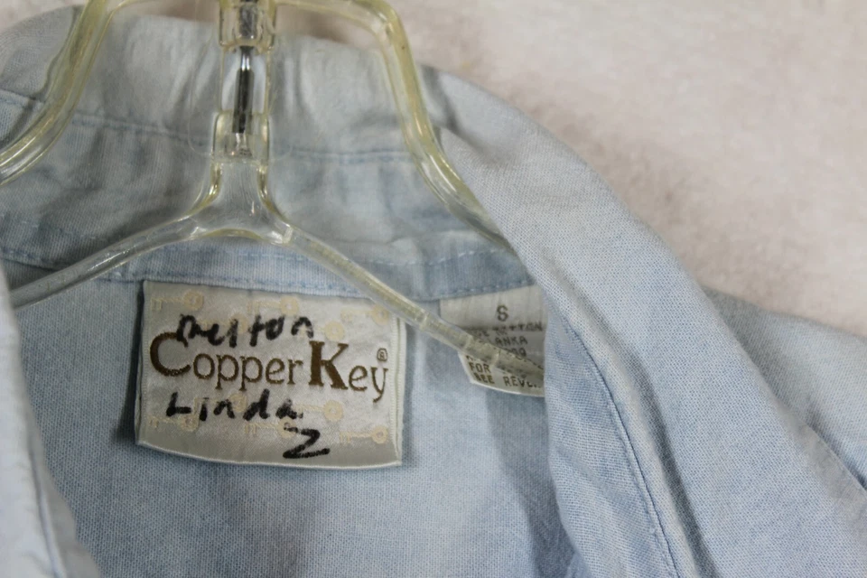 Copper Key Tank Small S Denim Tuxedo Blue Sleeveless Button Up Ombre Tie Dye  - Image 4 of 4