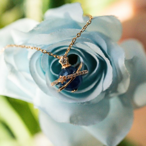 Saturn Necklace,Kyanite Planet Charm Blue Crystal Celestial Pendant Dainty Jewel - Picture 10 of 12
