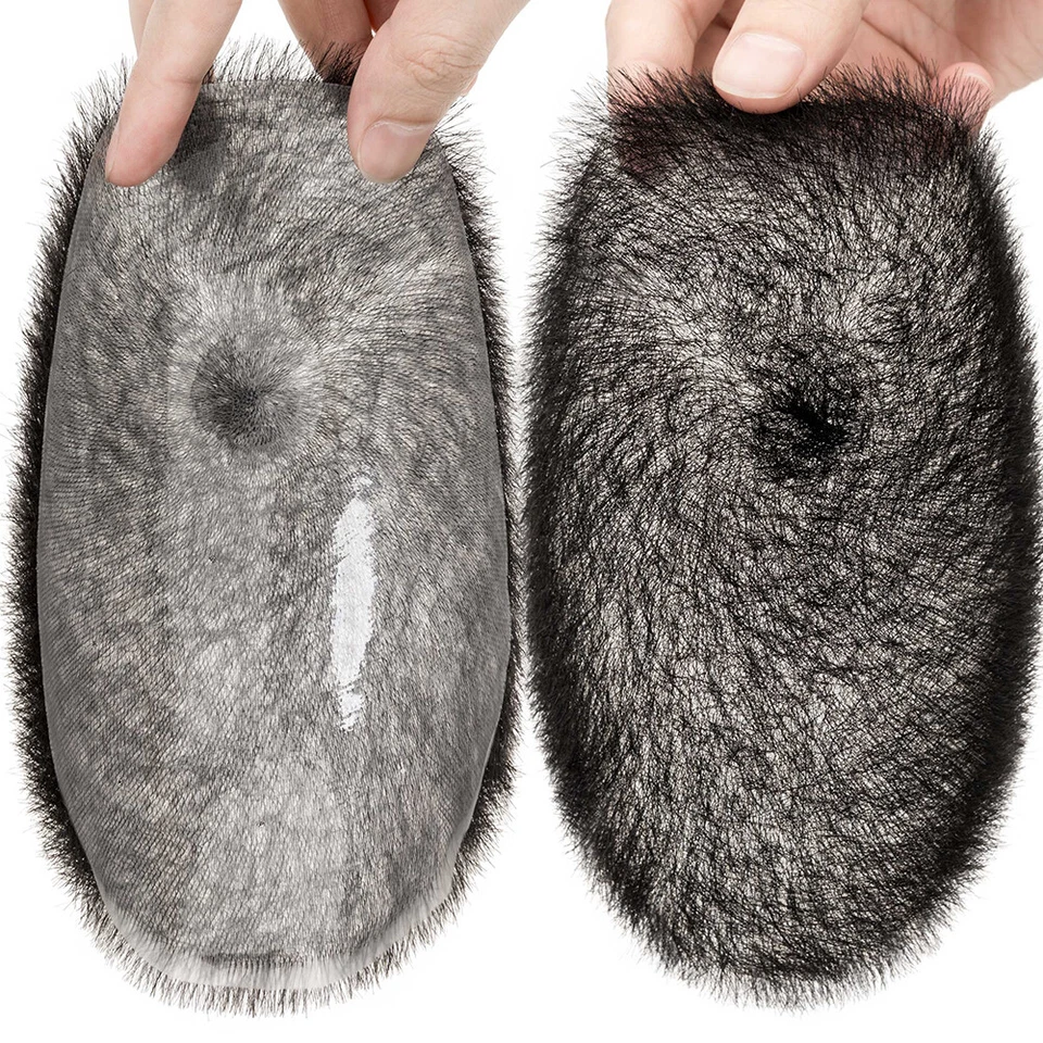 Men Short 1cm Buzz Cut Toupee Replacement System Virgin Human Hair Transparent G - Image 3 of 4
