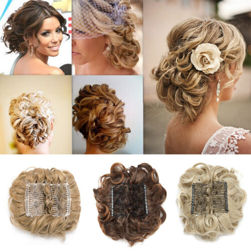 Pettini Matrimonio Chignon 100% Naturale Extension Capelli Clip in Chignon Disordinato Come Umano - Foto 6 di 28