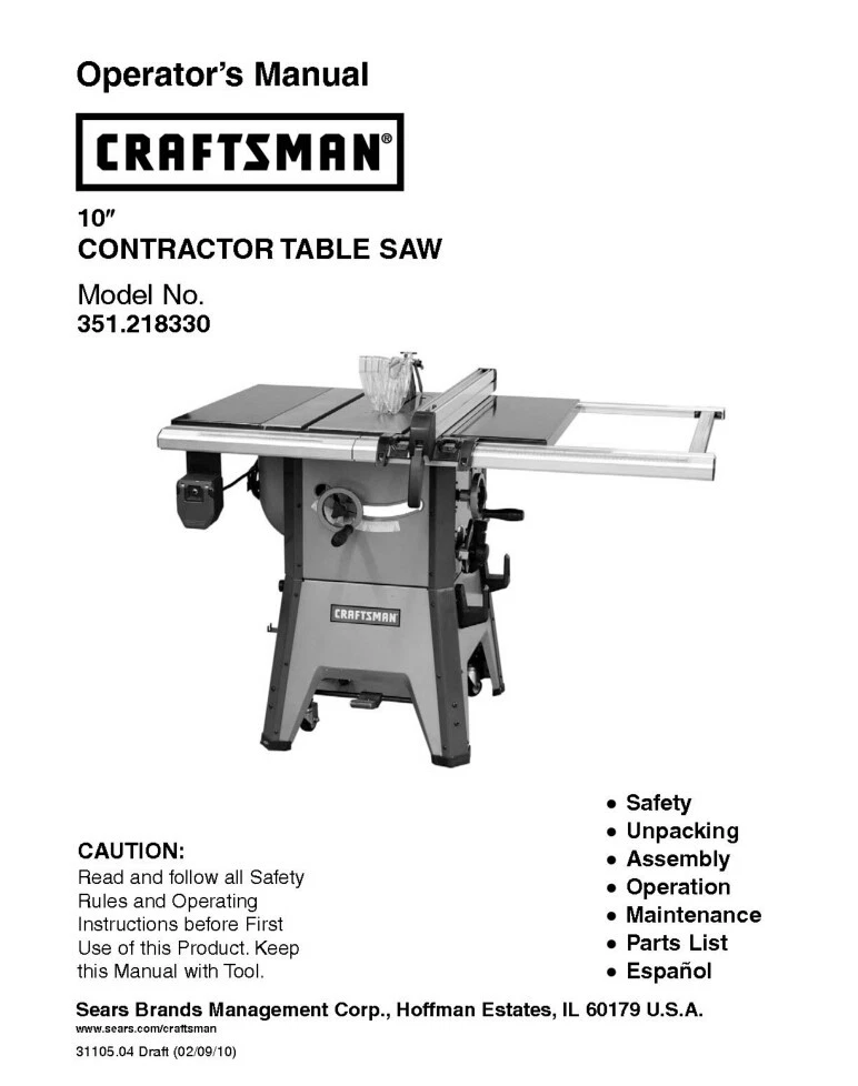Craftsman 351 table on sale saw