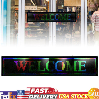 LED Sign 40'' X 8''  Scrolling Message Display Board 7 Color Programmable