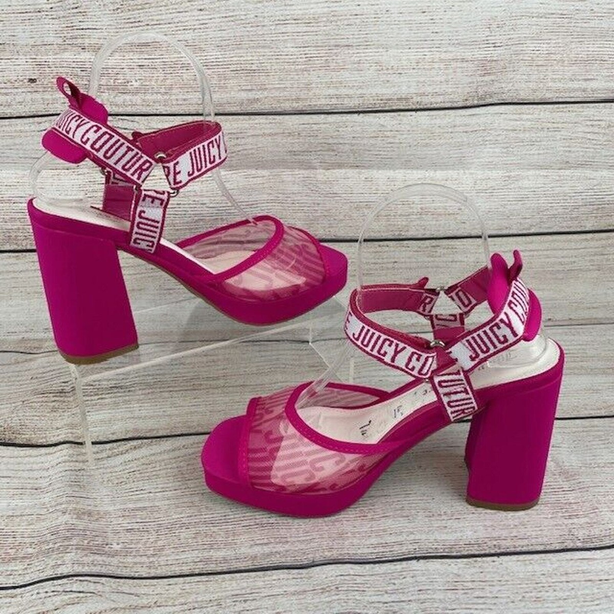 Juicy Couture Womens Hot Pink Platform Heels Size 7.5 Chunky