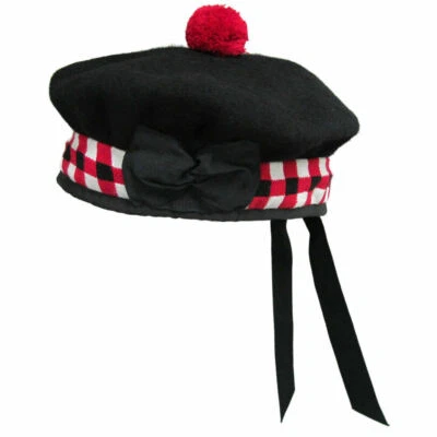 HELDER CLOTHING 100% Pure Wool Scottish Balmoral Diced Hat Red,White & Black Balmoral 52 to 64