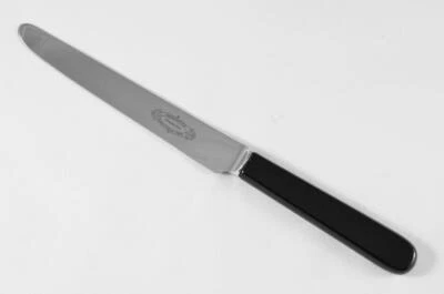 Nuovissimo originale coltello da tavolo manico nero finitura a specchio realizzato a Sheffield