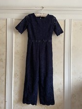 NWT Janie And Jack Girls Lace Jumpsuit 10 Navy