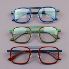 Metal Two-tone Fashion Glasses Frame Lightweight Eyewear Women Men Classic