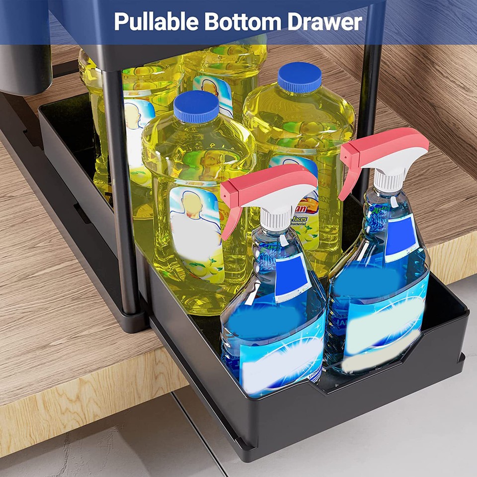 Kitchen Storage Shelf Hollow Draining Organization Household Sliding