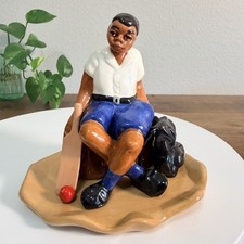 Roslyn of Barbados Hand Painted Ceramic Caribbean Man Cricket Game Figurine RARE