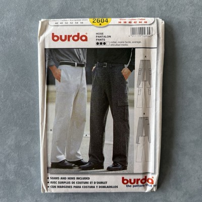 Burda 2604 Men's Flat Front Dress and Cargo Pants Sewing Pattern Sizes 36'' - 46''