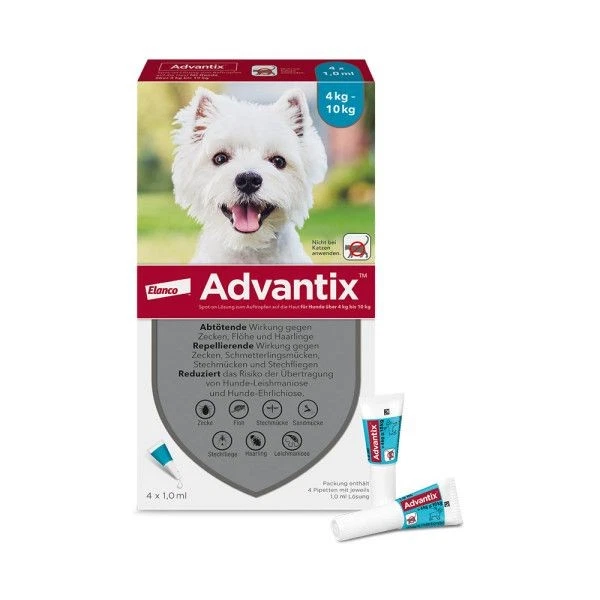 ELANCO DEUTSCHLAND GMBH Advantix Spot-on Lsg.z.auftr.a.d.h.f.hund 4-10 kg 4St - 02362517
