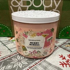 Bath & Body Works MERRY MIMOSA 🥂 Scented 3 Wick CANDLE 25-45 Hrs DELICIOUS!