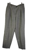 Vintage 90s Womens 14 Wool Houndstooth Plaid Pleated High Rise Pants Old Money
