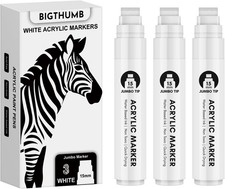 3PC White Jumbo Acrylic Paint Markers 15mm Wide Tip