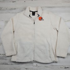 NFL Cleveland Browns Jacket Girls XL White Zip Up Pockets Long Sleeve Juniors