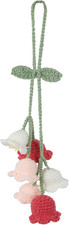 Artificial Crochet Flower Car Hanging Ornaments Pink Rearview Mirror Hanging Acc