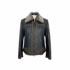 APART Echtleder Jacke Damen Gr.46 Smaragd Dunkelgrün Nieten Luxus Lederjacke Fel