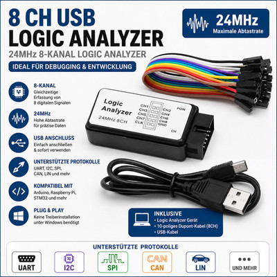 Logic Analyzer 8-Kanal USB Gerät 24MHz UART IIC SPI Debug kompatibel Arduino