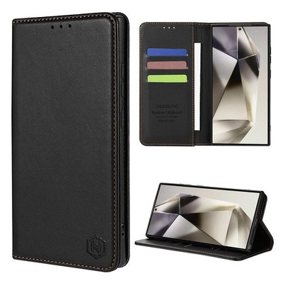 Für Samsung Galaxy S25 S24 S23 S22 Wallet Case Schwarz Leder Handy Hülle