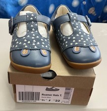 Clarks Roamer Halo Toddler Denim Blue Shoes UK 5.5F eu 22 Brand New in Box