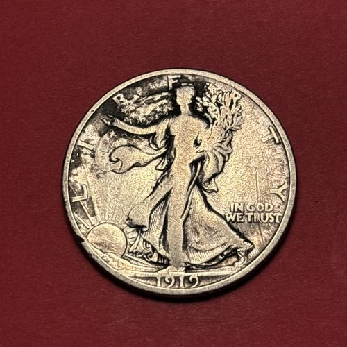 (1) Beautiful Toned Antique 1919-P Walking Liberty Half Dollar F-FINE BETTER DAT