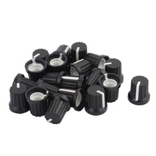 20Pcs Plastic 6mm Diameter Bulb Light Lamp Dimmer Control Rotary Knob Cap Black