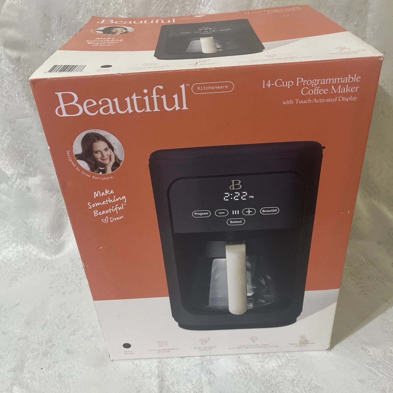 NEW Coffee Maker Beautiful 14-Cup Programmable Touch-Activated Drew Barrymore
