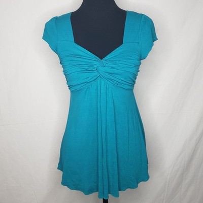 Vintage Coco Nut USA Womens Babydoll Flattering Top Teal Size S Y2K Preppy