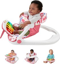Fisher-Price Portable Baby Chair, Pink Kick  Play Deluxe Sit-Me-Up Seat with Pi