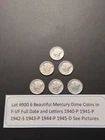 Lot#900 6 Beautiful Mercury Dimes 1940-P 1941-P 1942-S 1943-P 1944-P 1945-D F-VF