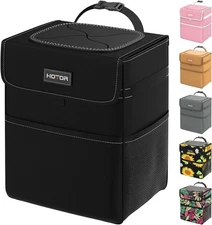 HOTOR Car Trash Can - Leak-Proof Organizer and Storage 2 Gallons, Black 