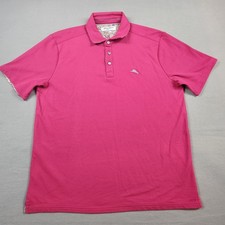 Tommy Bahama Polo Shirt Mens Large IslandZone Supima Cotton Floral Trim Golf