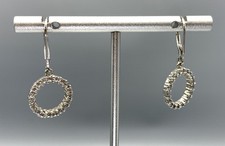 Sterling Silver Open Circle CZ Lever Drop Earrings
