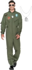 Men’s Fighter Pilot Jumpsuit Adult, Pilot Costume Men with Accessory for Hallo