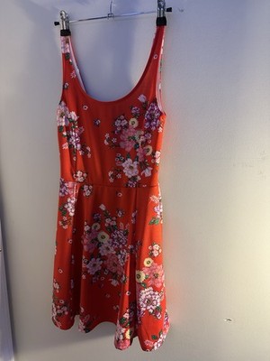 Red Flower Dress Divided H&M Size 4 Women s Floral Print Mini Dress