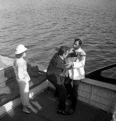 Barbara Laage Michel Auclair Dario Moreno set of film Quai des blo- Old Photo