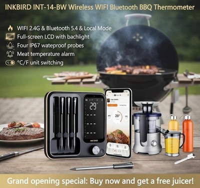 INKBIRD kabellos Fleischthermometer INT-14-BW WIFI 2.4G Bluetooth Thermometer CF