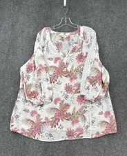 Indigo Rose White Floral Peasant Tunic Top Women’s Plus 3X Lace Detail Boho